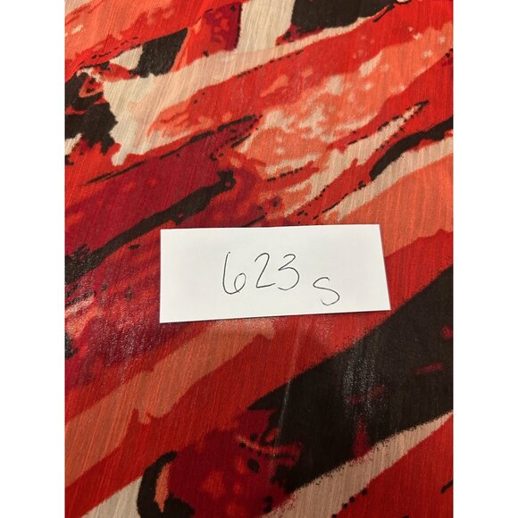 Rectangle Abstract Print Scarf  Red Black Lightweight Shawl Wrap Polyester - Picture 8 of 9